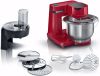 BOSCH Keukenmachine MUMS2ER01, MUM serie 2 MUM serie 2, 700 W, 3, 8 l edelstalen schaal, veelzijdig te gebruiken, continu rasp en snijapparaat inclusief 3 edelstalen schijven, patisserieset, rood online kopen