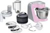 BOSCH Keukenmachine CreationLine MUM58K20 inclusief 1, 25 liter mixer, continu rasp en snijapparaat, 3 schijven en patisserieset, roze online kopen