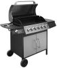 VIDAXL Gasbarbecue 6+1 kookzone zwart en zilver online kopen